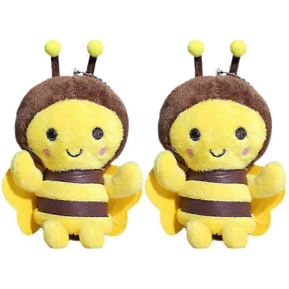 2pcs Adorable Stuffed Bee Decor Keychains Backpack Plush Pendants