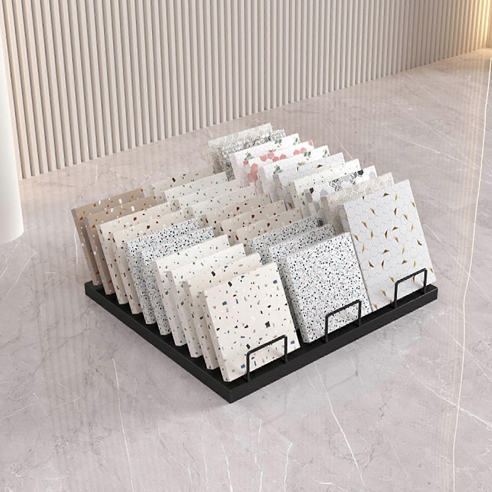 Tile Display Rack with 10/20/30 Slots, Vertical Marble Sample Holder, Durable Iron SpaceSaving Stand