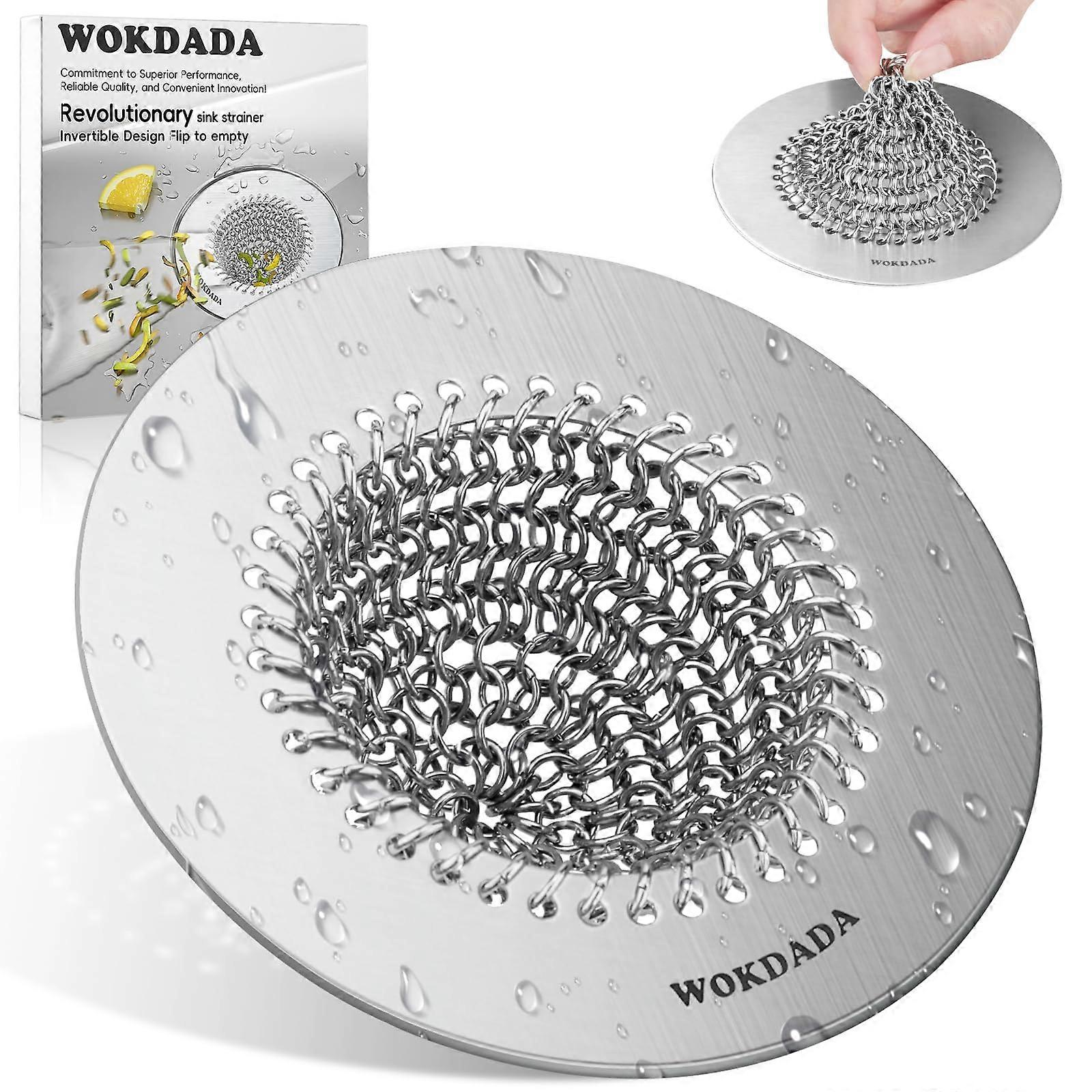 304 Stainless Steel Kitchen Sink Strainer, Reversible No Clog Mesh, RustProof, Dishwasher Safe