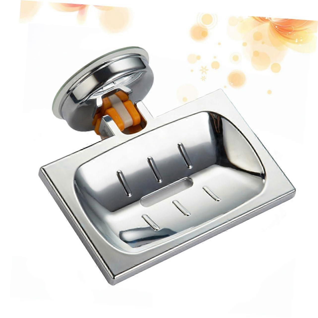 Soap Holder Wall Mounted Self Draining Brushed Finish Suction Cup for Bathroom and Kitchen