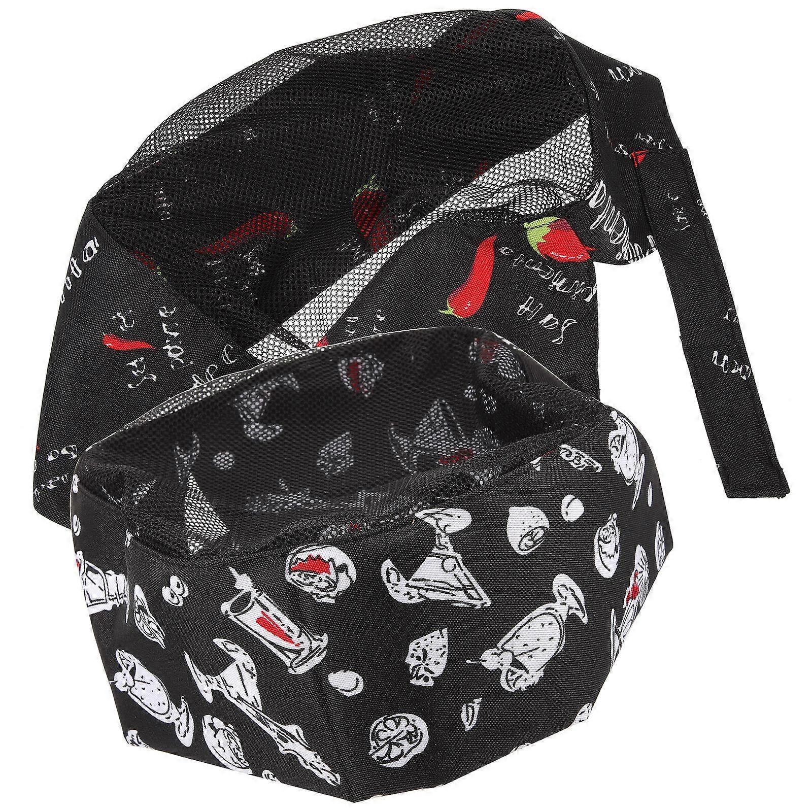 Chef Cap Flat Top for Cooking Polyester Multi Color for Hair Cover 2Pcs