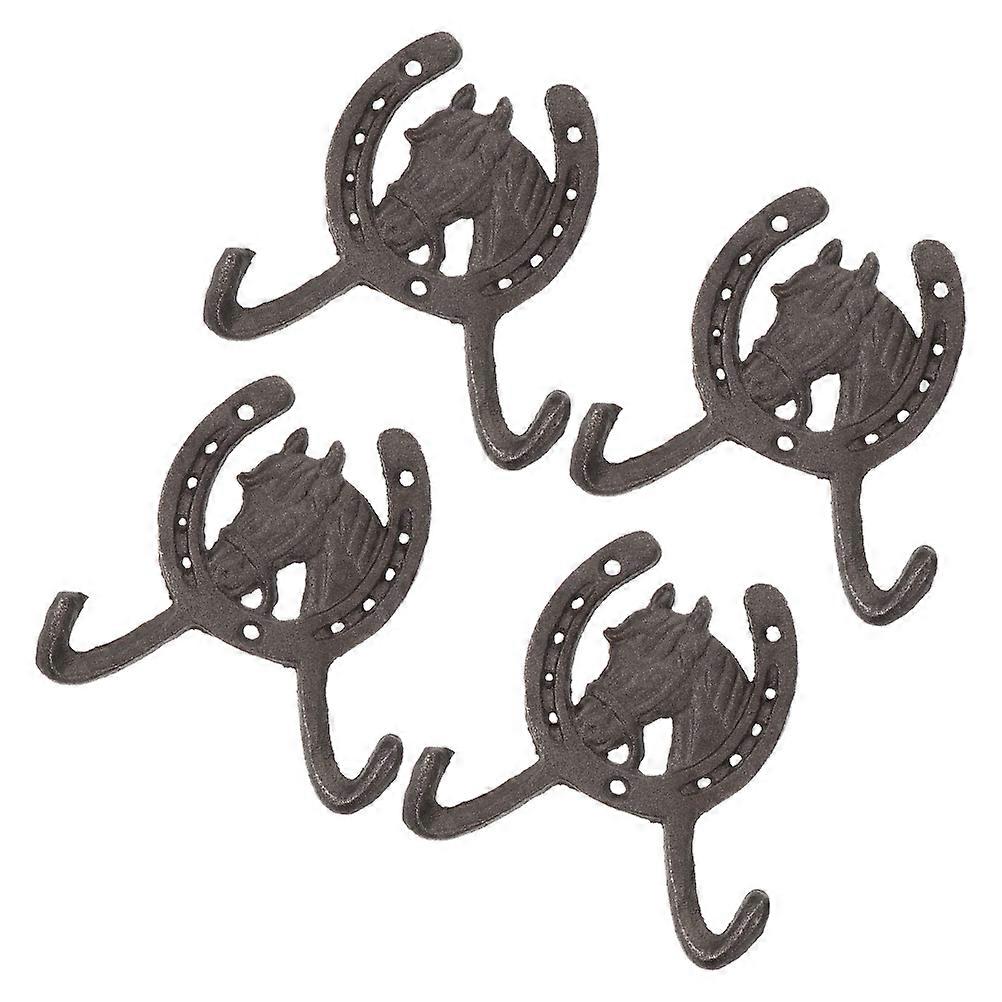Grey Cast Iron Wedding Hooks Clothing Hooks for Home Use 4Pcs Set