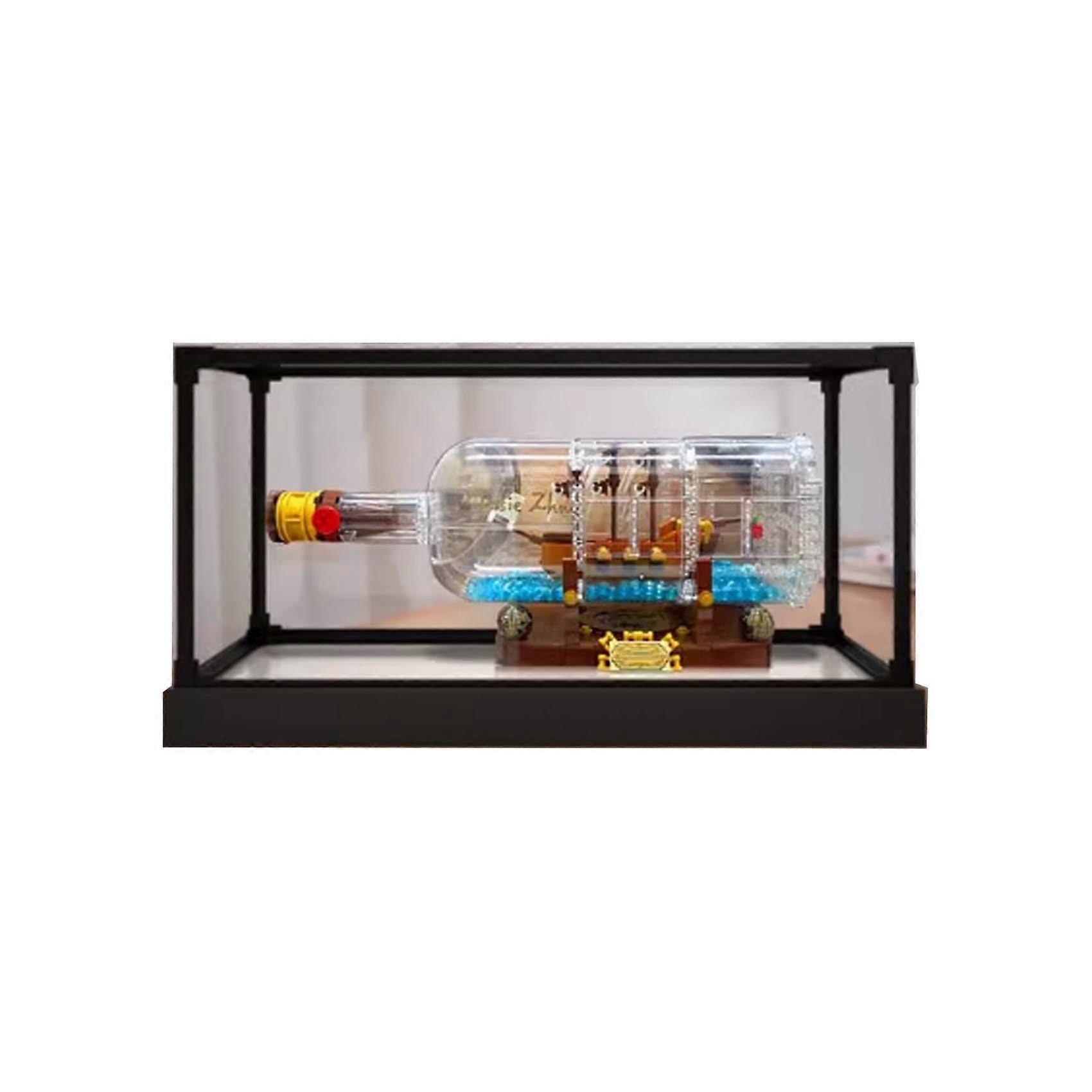 Acrylic Display Case Compatible with  21313  in a Bottle, Dustproof Clear Showcase with White Base