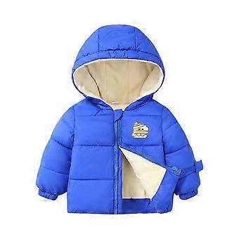 Jaqueta infantil acolchoada com capuz e estampa de urso, fechamento frontal com zíper, leve e isolada, para meninos e meninas, estilo inverno #E084 Azul 130