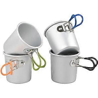 Camping Coffee Cup with Folding Handle 4pcs Aluminum Alloy Carabiner Mug Small Camping Cup For Outdoor Hiking Travel