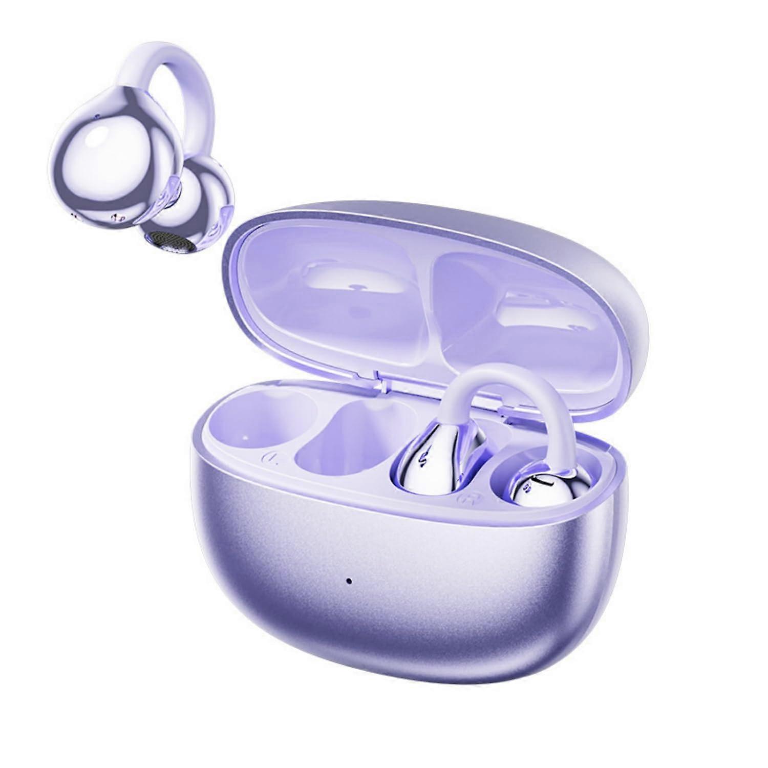 Purple Bone Conduction Wireless Bluetooth Headset 5.4 with Noise Reduction TypeC Fast Charging IPX5