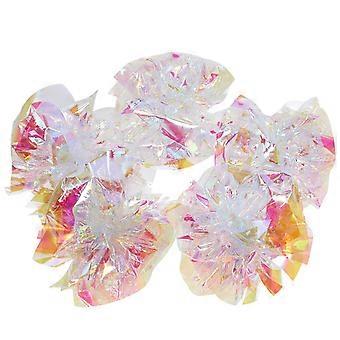 5pcs Interactive Crinkle Cat Toy Balls Sound Crinkle Ball Cat Plaything Cat Teasing Toy Plastic Balls