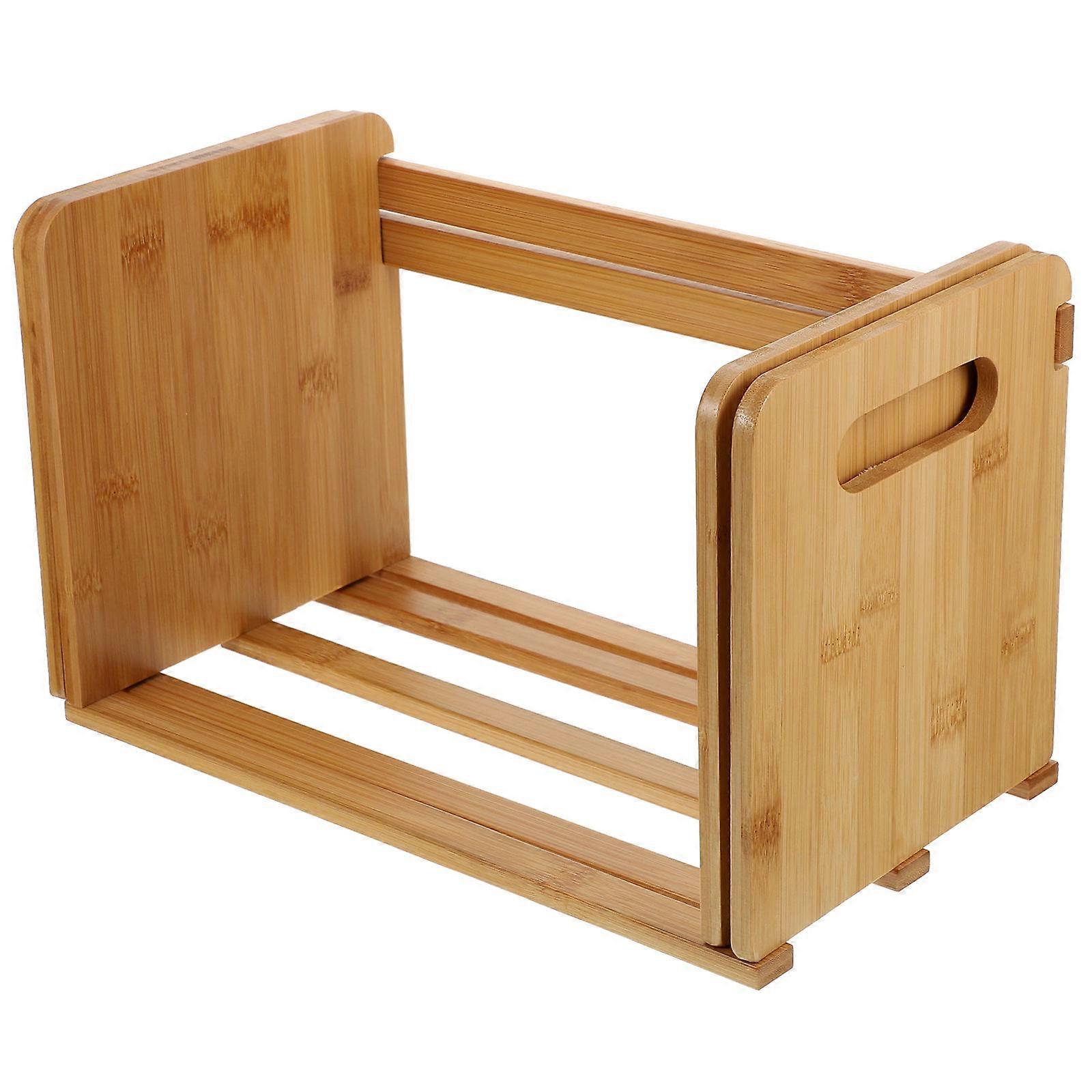 Adjustable Bamboo Book Stand Desktop Bookshelf Retractable
