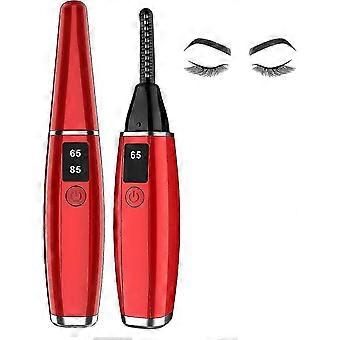 Wimpernwickler 2 Temperatur, 10s schnelle Heizung USB-Lade elektrisch, lcd-Display, mit Reinigungsbürste (rot)