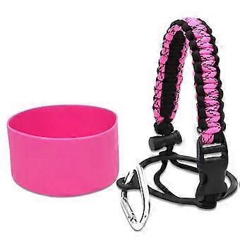 Paracord handvat met siliconen beschermkap voor flessen met brede opening, stevige karabijnhaak, voor outdoor kamperen en wandelen.