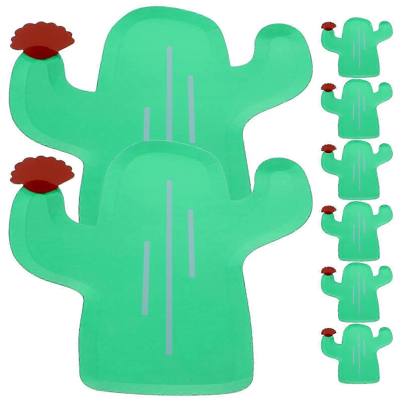 Paper Cactus Shape for Serving 8Pcs Green