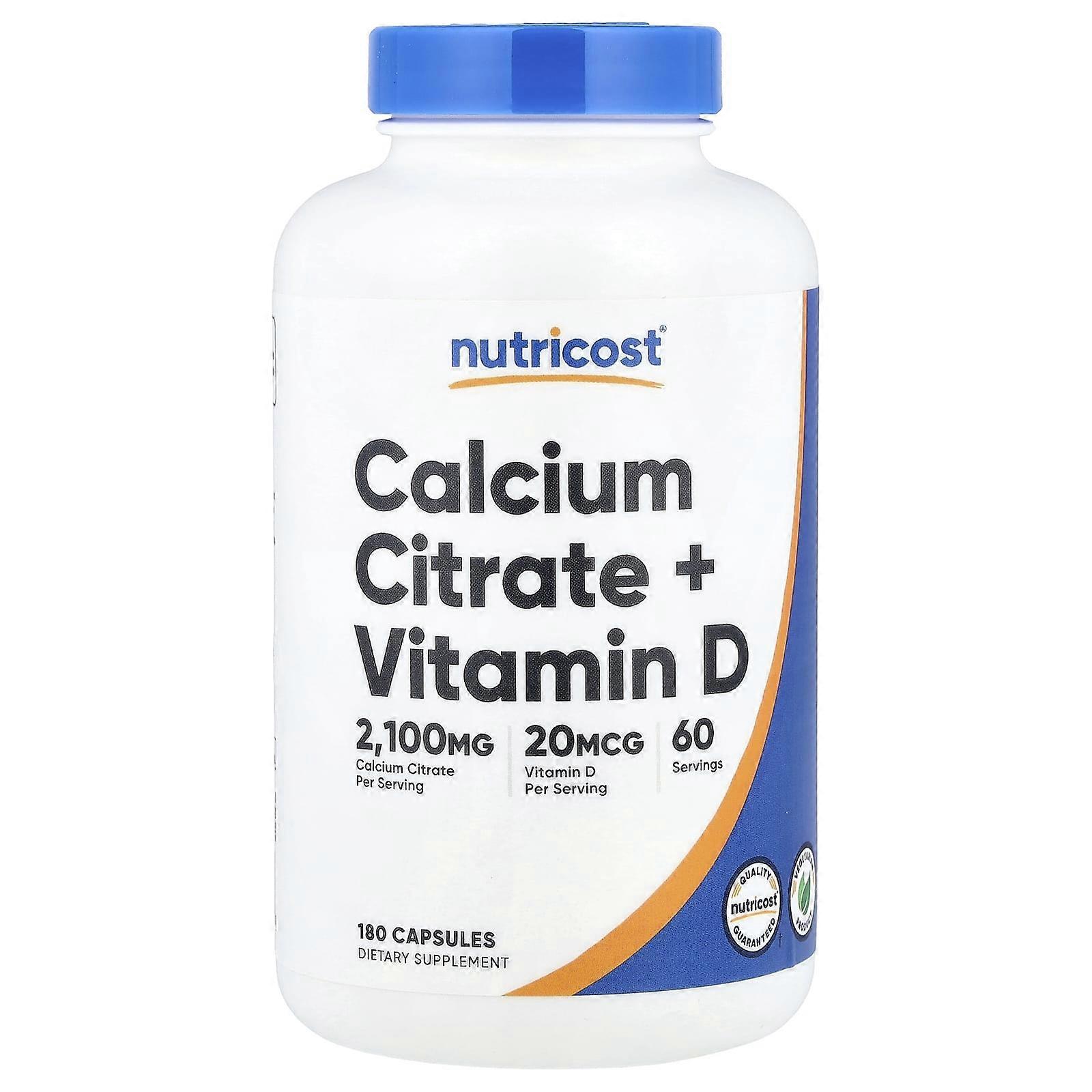 Nutricost, Calcium Citrate + Vitamin D, 180 Capsules, 2-Pack