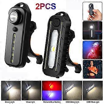 Mini Usb Red Blue Bike Rear Lamp Police Light Night Running Shoulder Clip Safety Warning Lamp Cycling Taillight Helmet Light