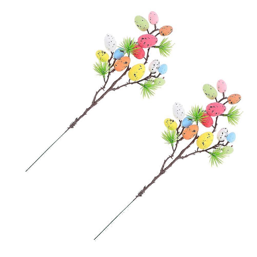 2pcs Easter Spotted Egg Decoration Branch Easter Party Celebration Decoration