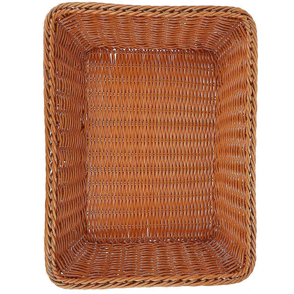 Brown Woven Plate for Storage 3Pcs Rectangle Basket for Kitchen Use