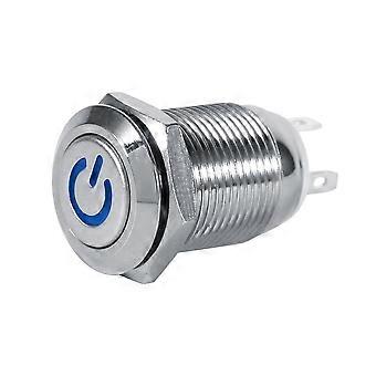 Car Vehicle Power Push Button Switch Momentary Type Blue LED 3V
