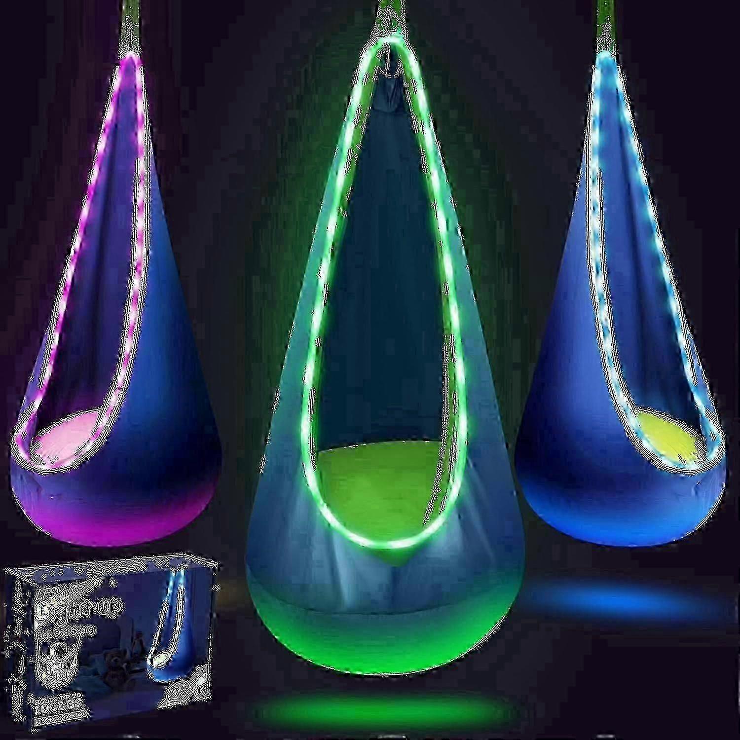 Sedia amaca sensoriale a dondolo con luci LED e cuscino gonfiabile per bambini, ideale per lettura e relax in casa/esterno. ZZ57 S04 Nuovo arrivo S06