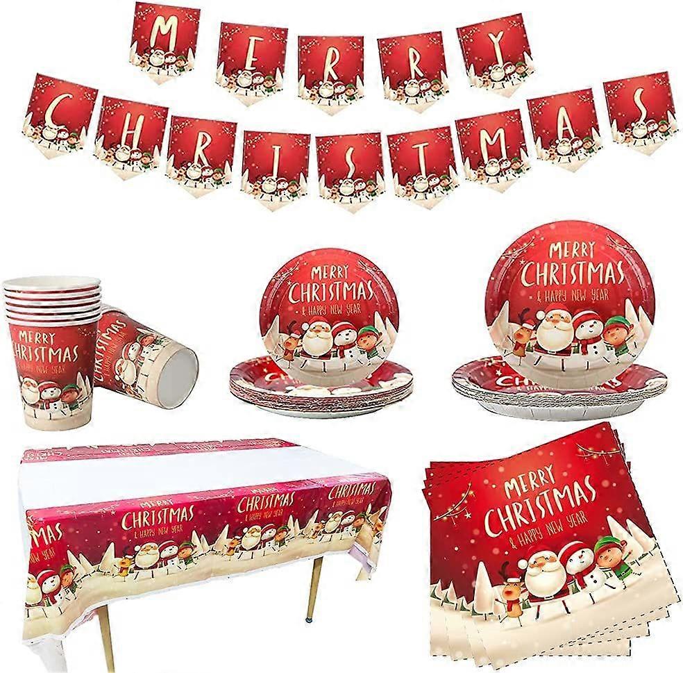 16 Guests Christmas Disposable Dinnerware Set