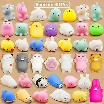 Kids' Party Favors: 30 Pcs Kawaii Mochi Squishy Toys, Mini Animal Squishies Stress Relief Squeeze Toys - Cat Panda Unicorn Collection