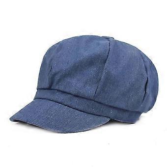 MIMIGO Damer Blå Jean Kasket Beret Efterår og Sommer Hat Cool Denim Bomuld Britisk Stil