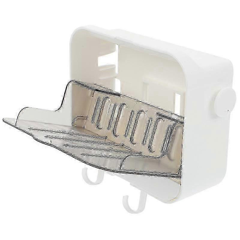 Wall Mounted Soap Dish Holder, Nail-Free Rack with Phone Shelf, Durable PP AS Material for Bathroom Kitchen, 1 Set