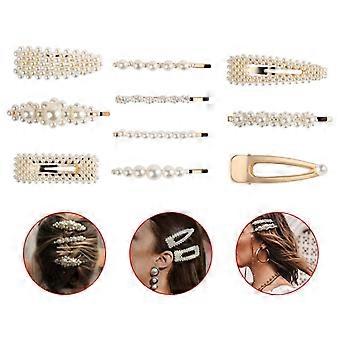 10 Stück Einfache Künstliche Perle Haarnadel Set Haarspangen Mode Entenschnabel Haarspange für Frauen & Mädchen Haarstyling Tool