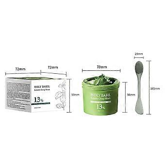 Turmeric Holy Basil Bubble Facial Mask, 90G Exfoliating Pore Refining Deep Cleansing Mask With Silicone Brush
