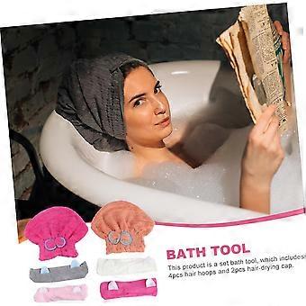 1 Set Tools T Tool Hair Cuffs Hook - Hair Shower Cap White Hoops with Adjustable Band