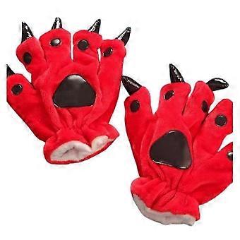 Rote Tierpfote Hausschuhe für Erwachsene Kinder Niedliche Monster Klaue Hausschuhe Cartoon Soft Plüsch Warme Hausschuhe