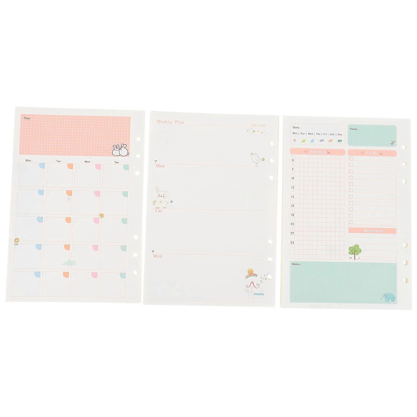 Active Planner Refill Papers for Students 3Pcs Loose Leaf Punched Sheets