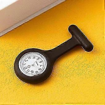 Silikon sjuksköterskeklocka med klämma analog kvarts fickur 33 mm rund urtavla remfäste för medicinsk uniform