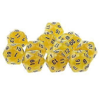 10pcs Twenty Sided Dice D20 Playing D&d Games Rpg Party Dices Yellow yujy