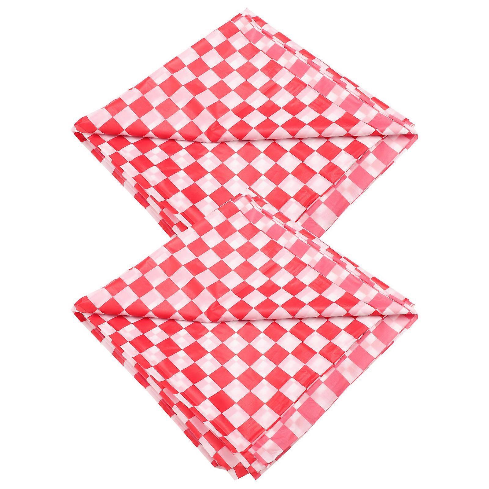 Decorative Checkered Tablecloth Plastic for Decoration 6Pcs Red Rectangular Covers