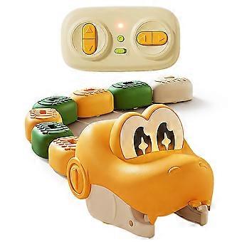 Modular STEM construction vehicle, remote control magnetic snake crawler car with magnetic link snake movement, easy to assemble kid robot toy
