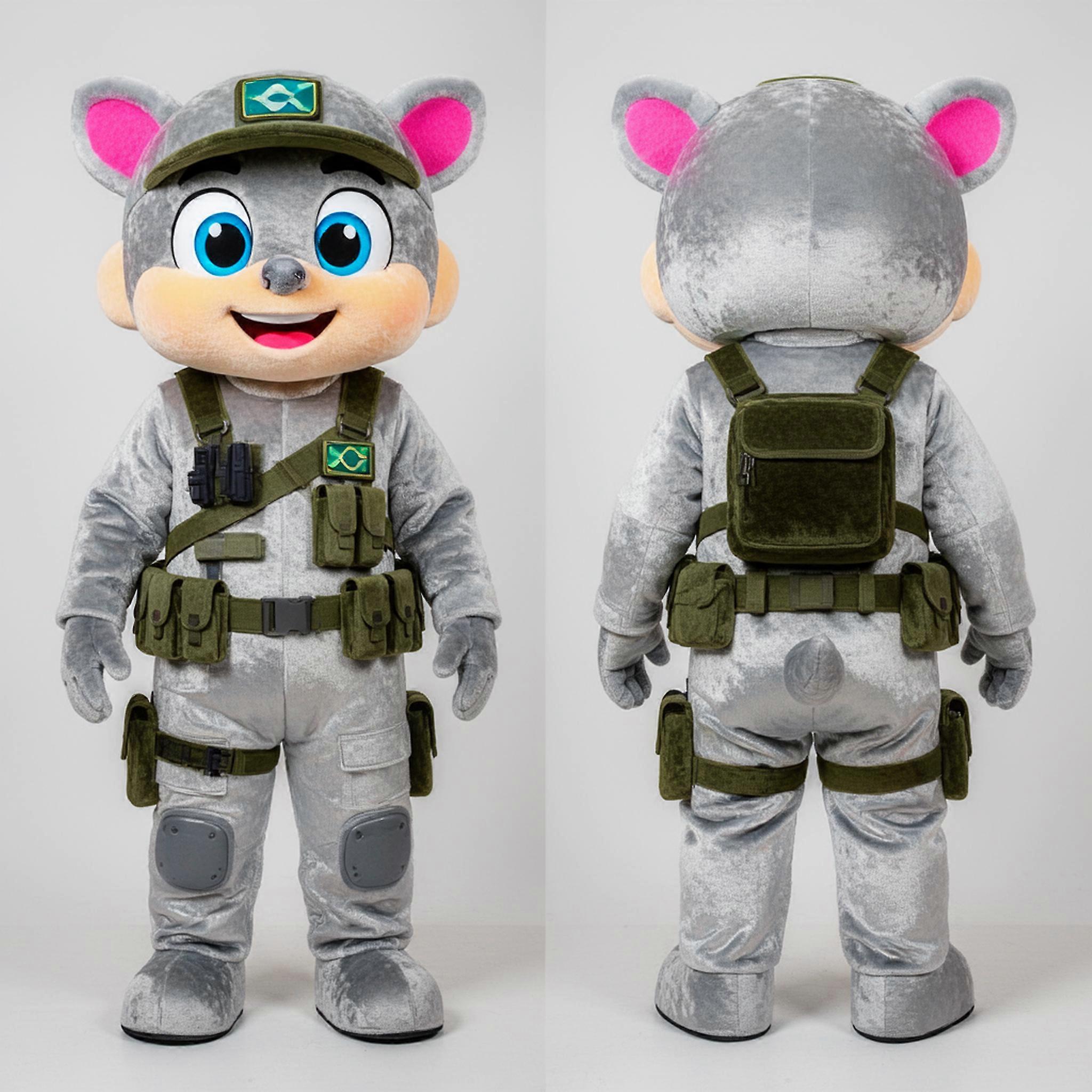 MASTICOT Silver Anthropomorphic Para Commando Mascot
