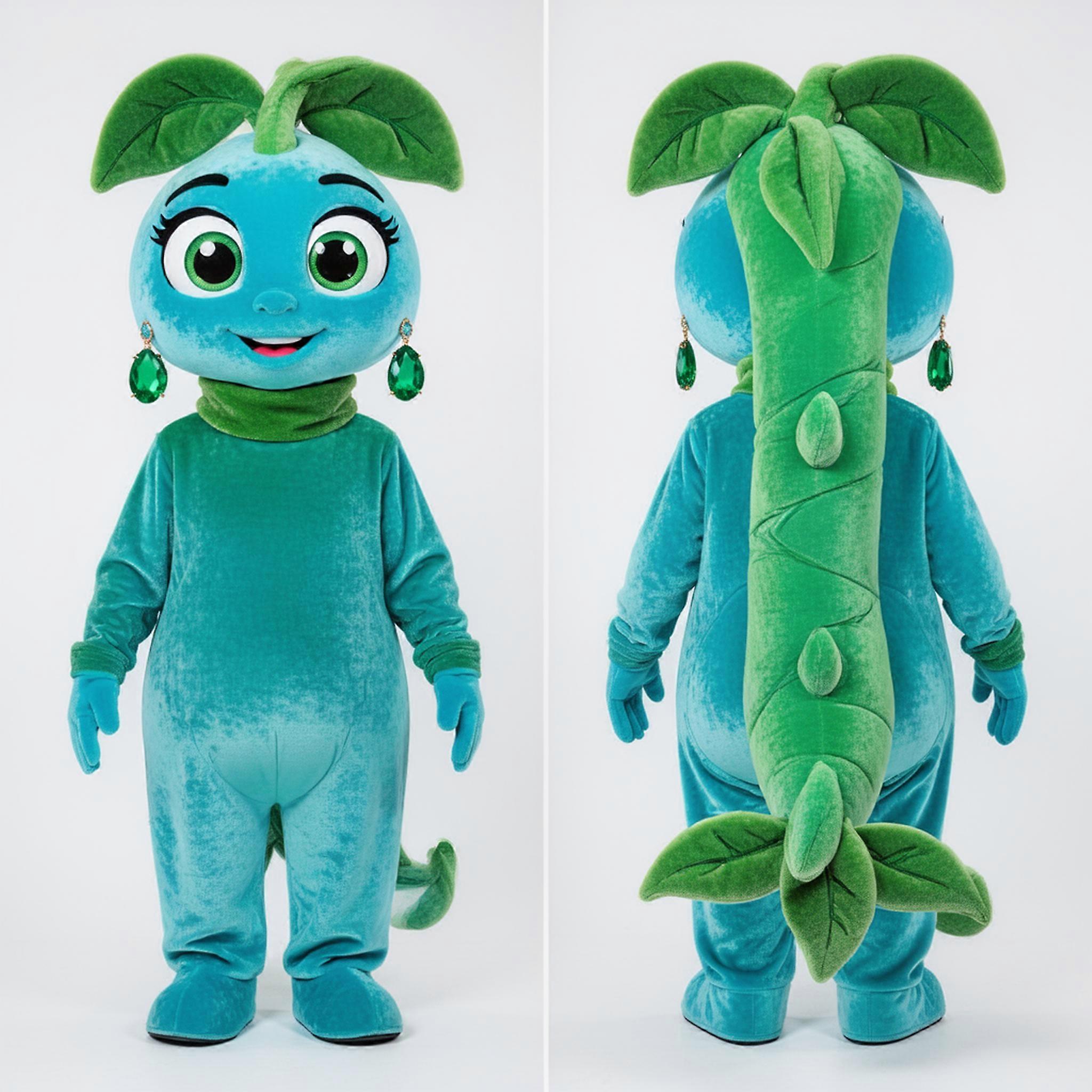MASTICOT Cyan Velvety Beanstalk Mascot