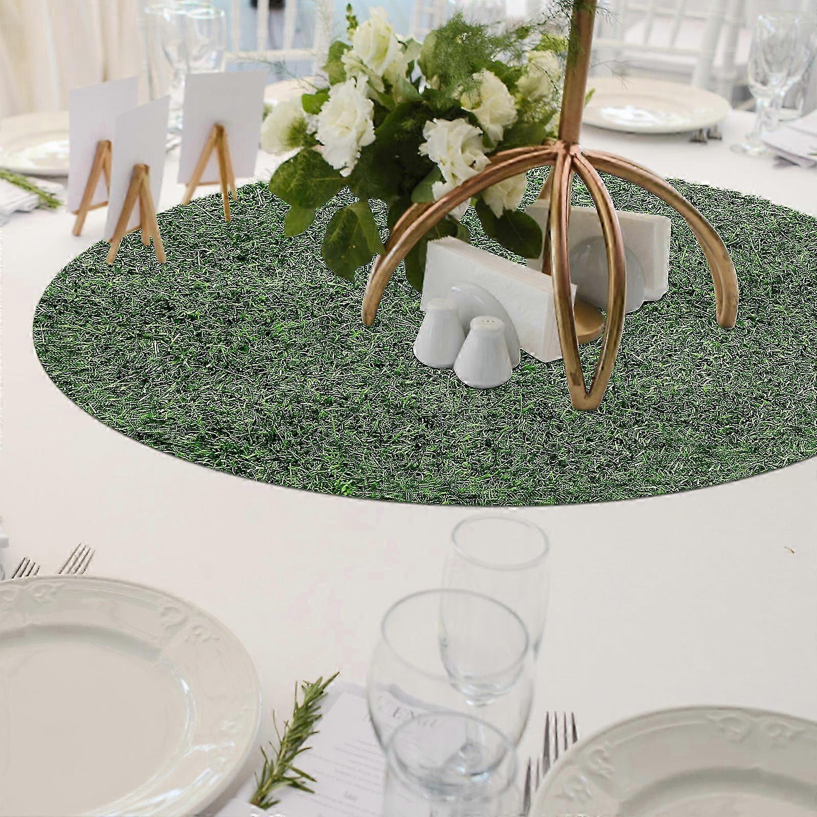 Grass Table Mat Simulated Grass Round Table Mat compatible with Decoration 5Pcs