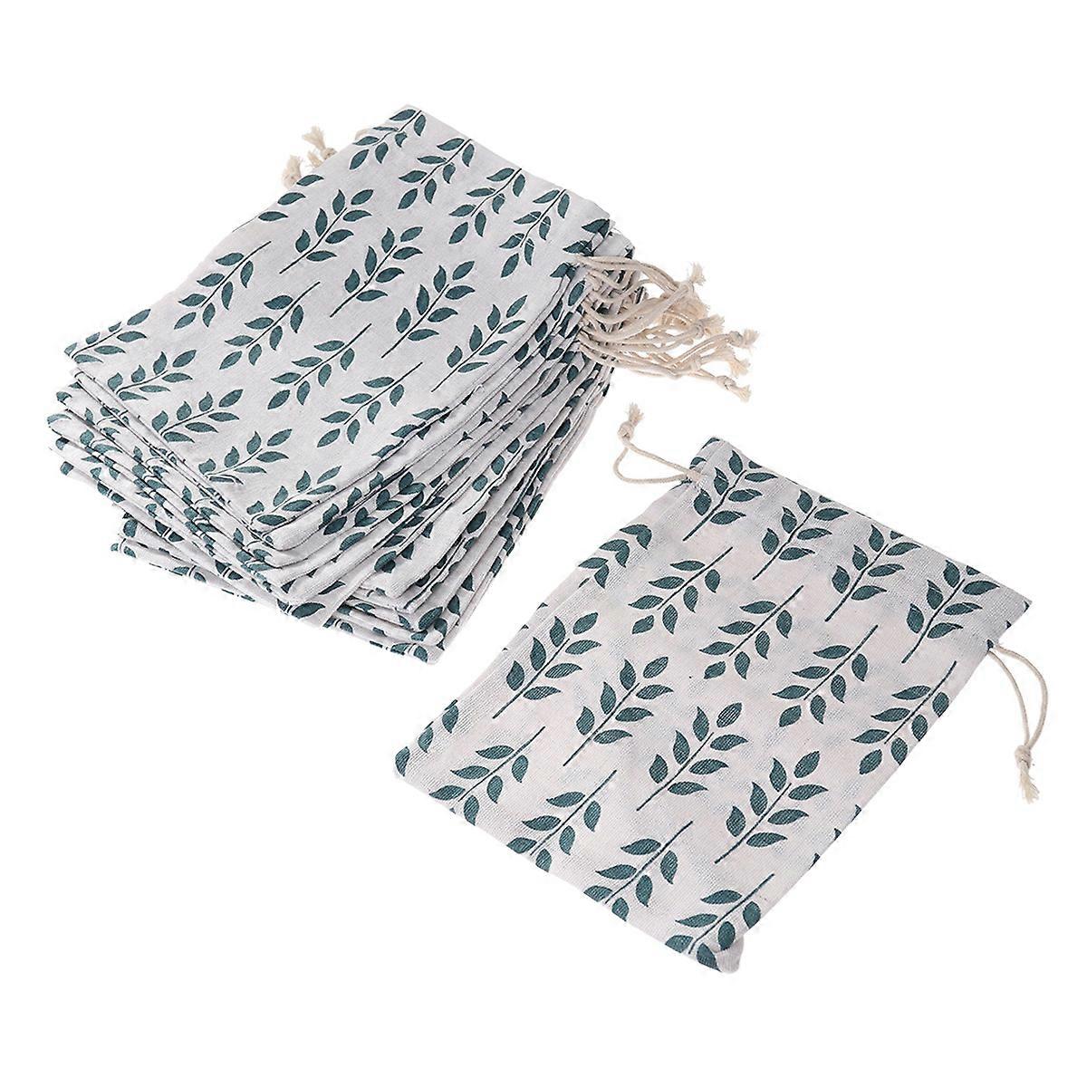 Leaves Pattern Storage Bag for Drawstring Portable Organizer 12Pcs
