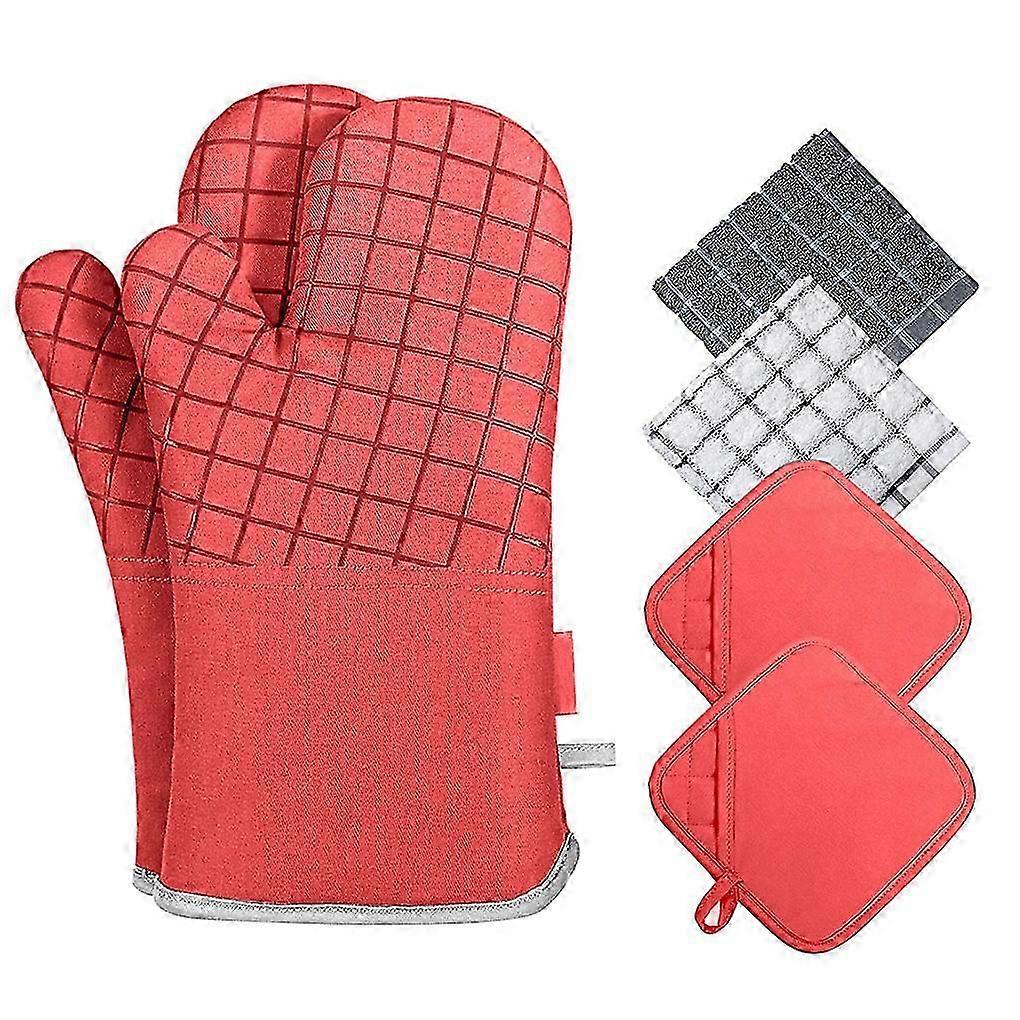 Cotton BBQ Gloves Heat Mat Towel Set