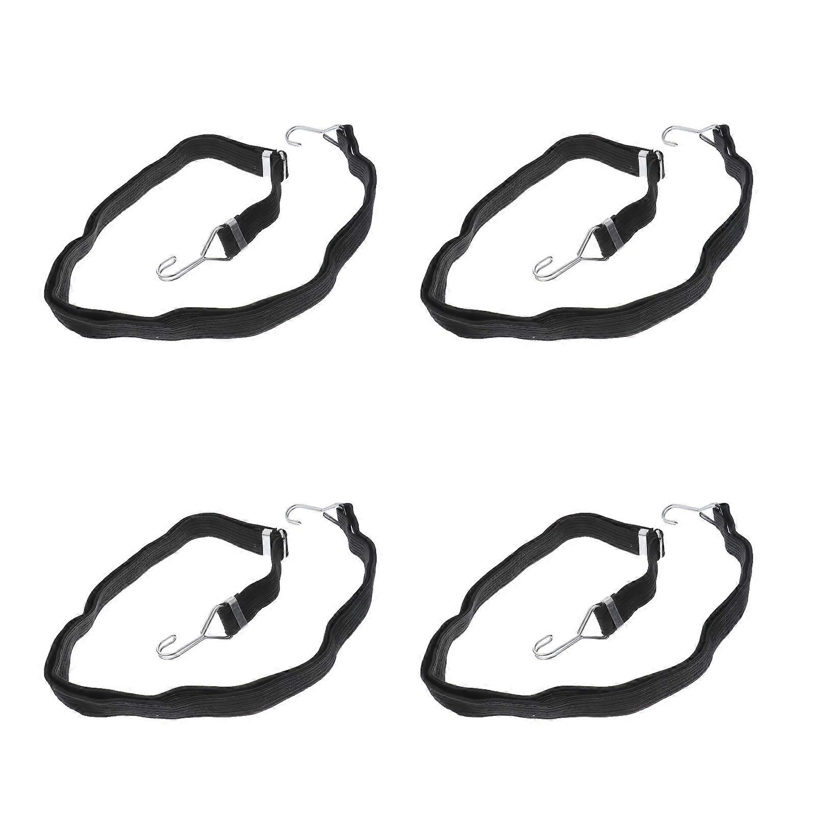 4Pcs Adjustable Bungee Cords Black Elastic Strap for Cargo Securing