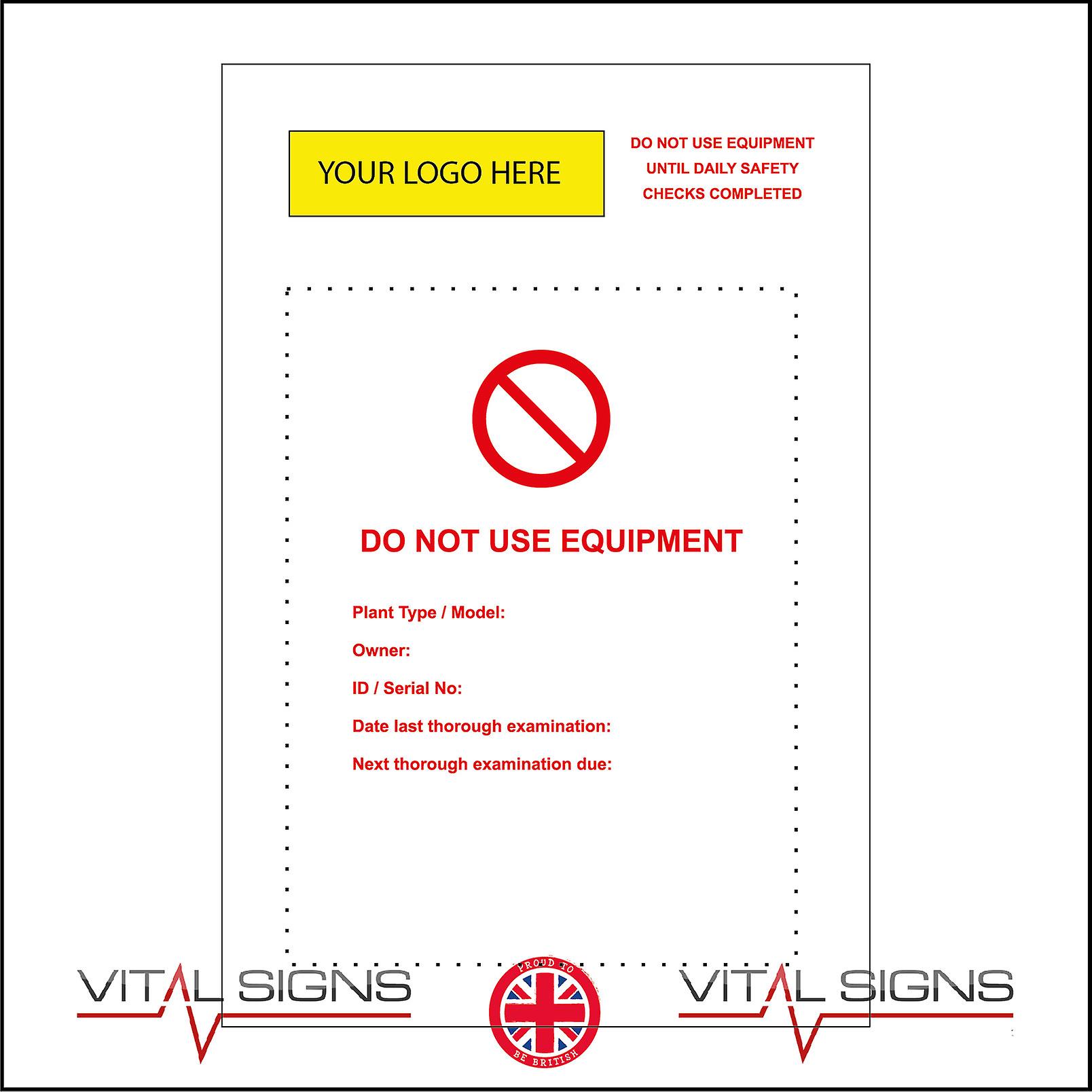 CS569 Do Not Use Equipment Safety Check Tag Logo Name Company