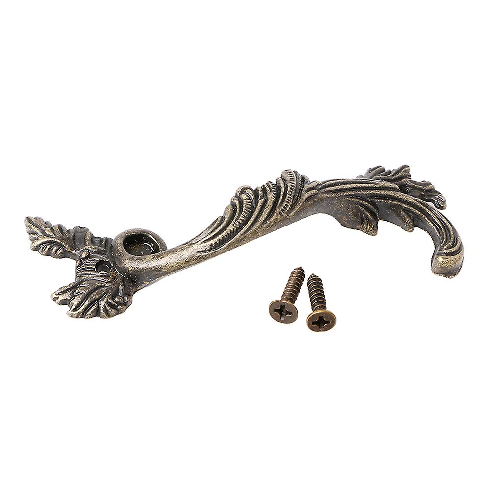 Striped Leaf Carved Kitchen Cabinet Drawer Pull Handle Door Knobs Bronze Tone