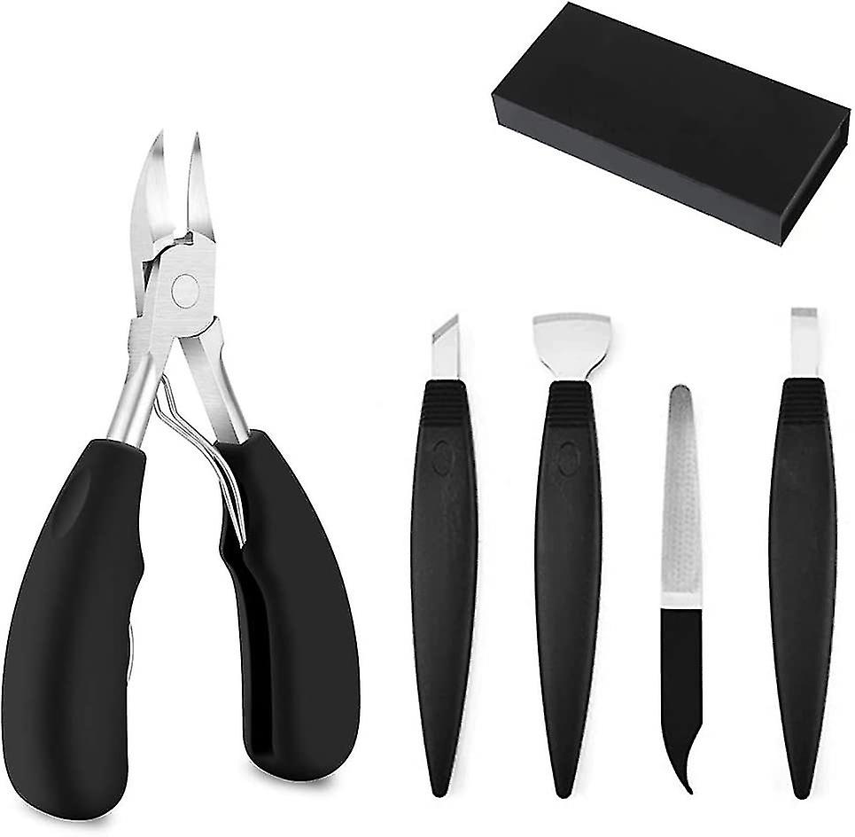 Toenail Clippers Pedicure Shavers Set - 5 Pcs Cuticle Pusher Remover Kit For Thick Nails Clippers Hard Skin Dead Skin Remove
