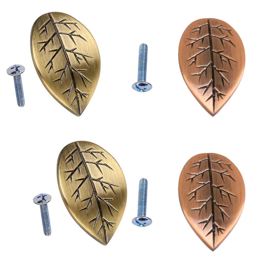 4-Pieces Leaf Shaped Cabinet Door Drawer Bin Handle Pull Knob DIY Decor