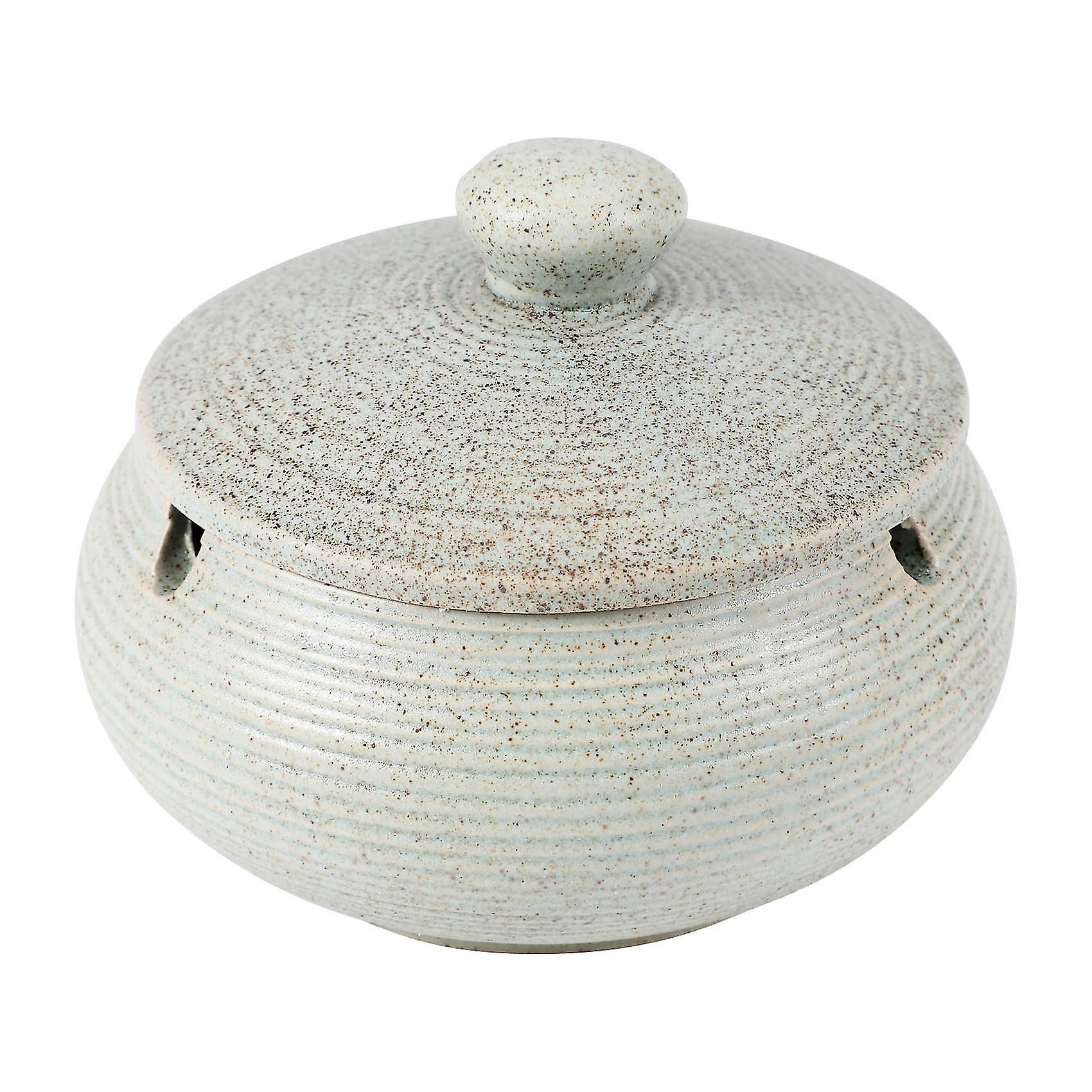 Ceramic Ashtray With Windproof Lid For Indoor Outdoor Use -light Blue