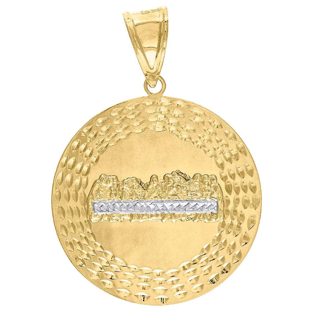 10k Gold Two tone Dc Mens Last Supper Height 52.4mm X Width 36.6mm Religious Charm Pendant Necklace for Men