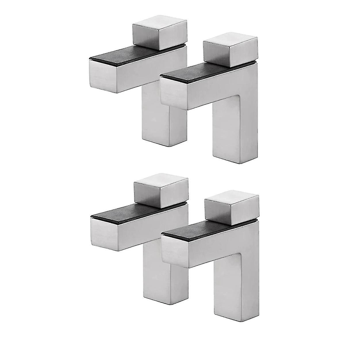 4pcs metallo Adjable / vetro staffa per scaffale, argento spazzolato