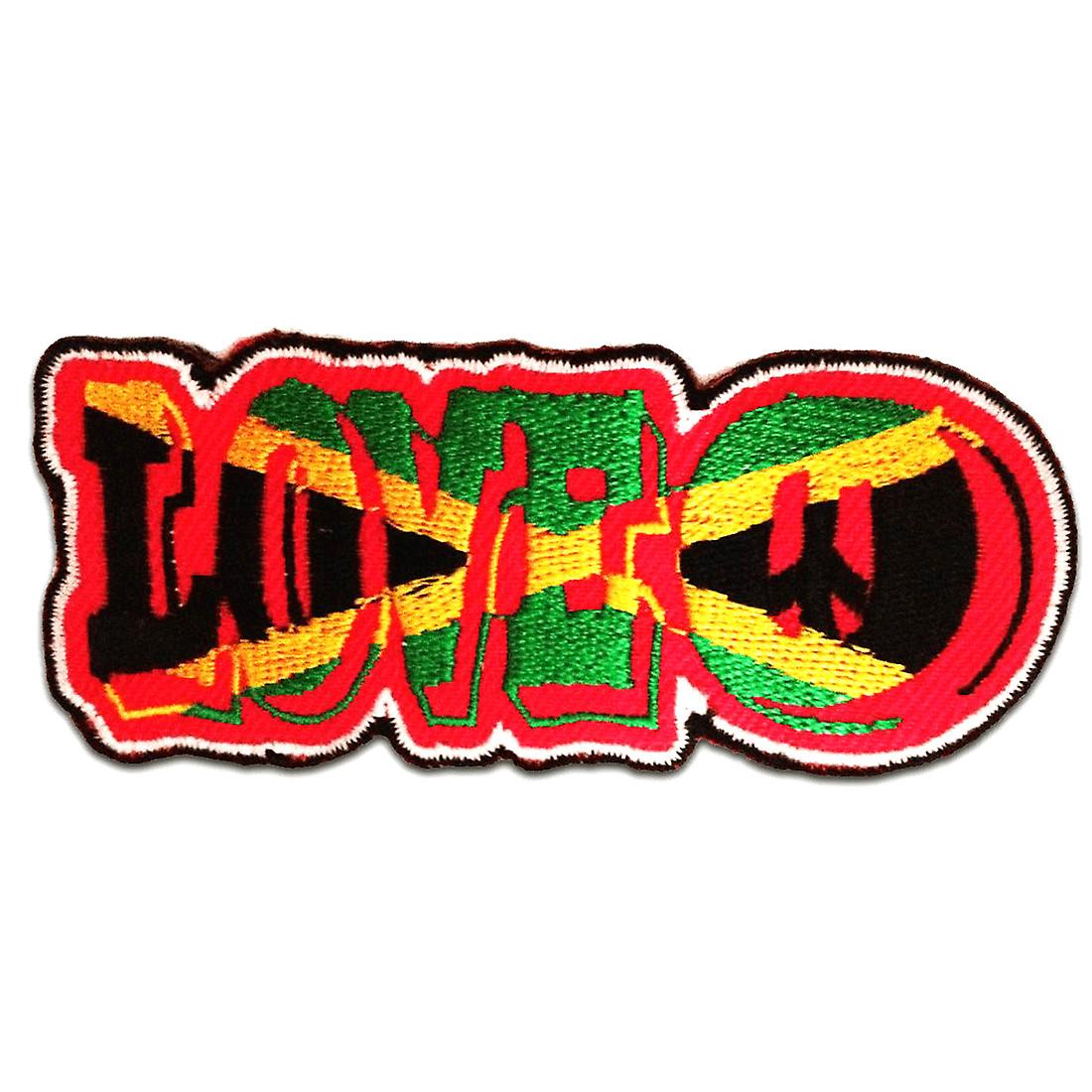 Patch / iron-on patch - LOVE Reggae Hippie - colorful - 9.5 x 4 cm - iron-on patch