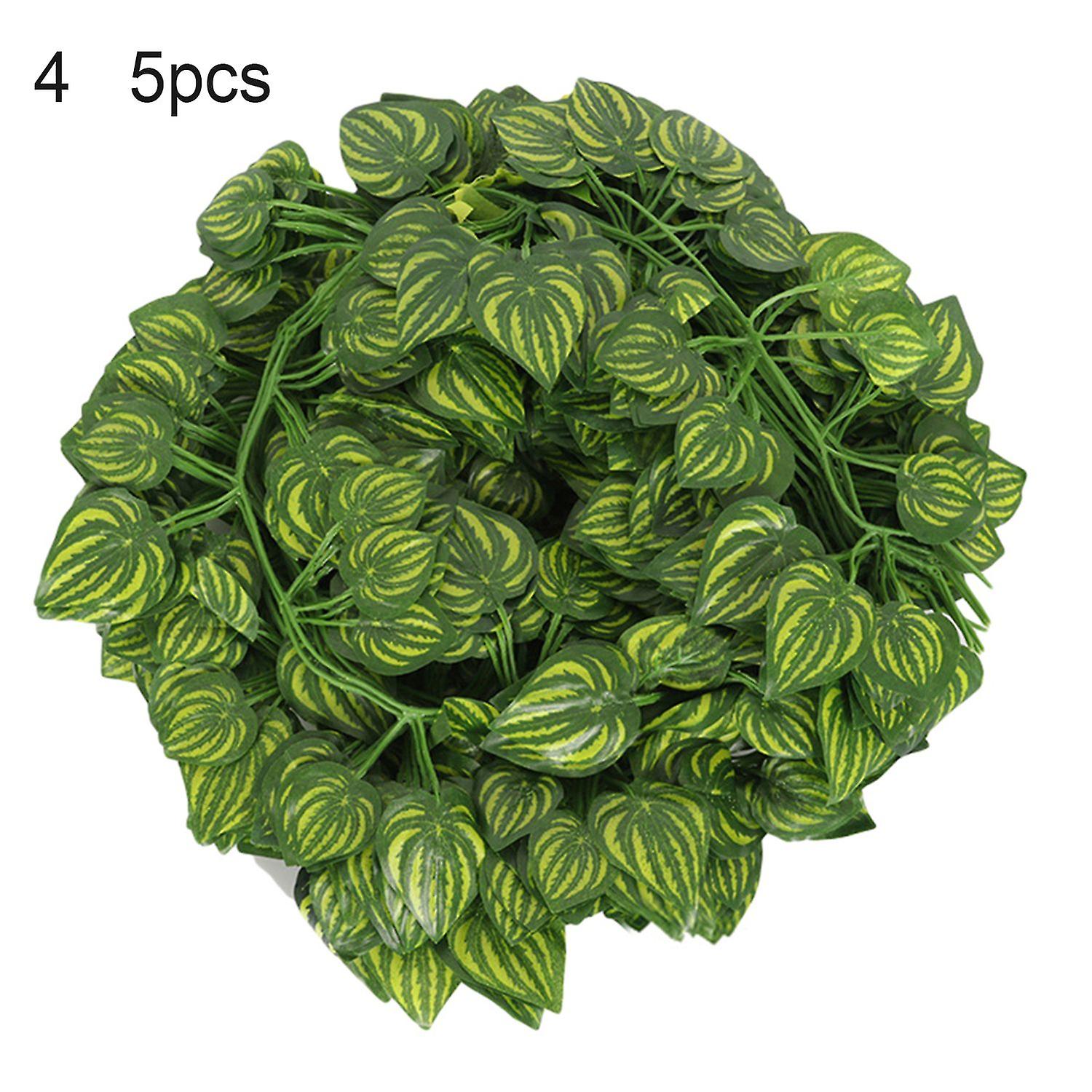 5Pcs Artificial Grape Creeper Leaves Color Print Vine Garden Wall Hanging Rattan