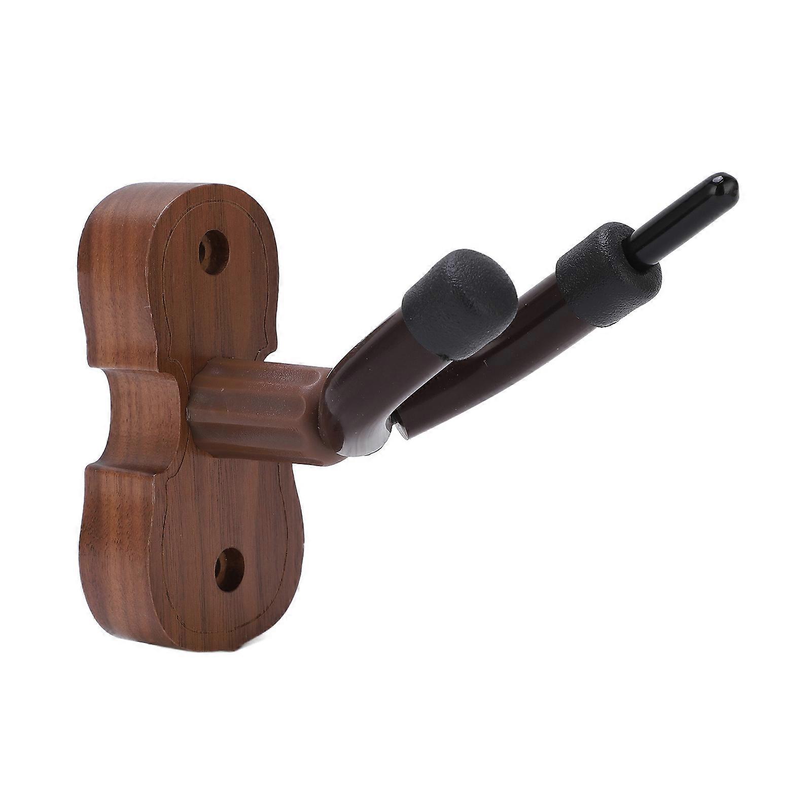 Violin Shaped Wall Mount Black Walnut Wood Colour Violins Hook Holder with Bow Hooks